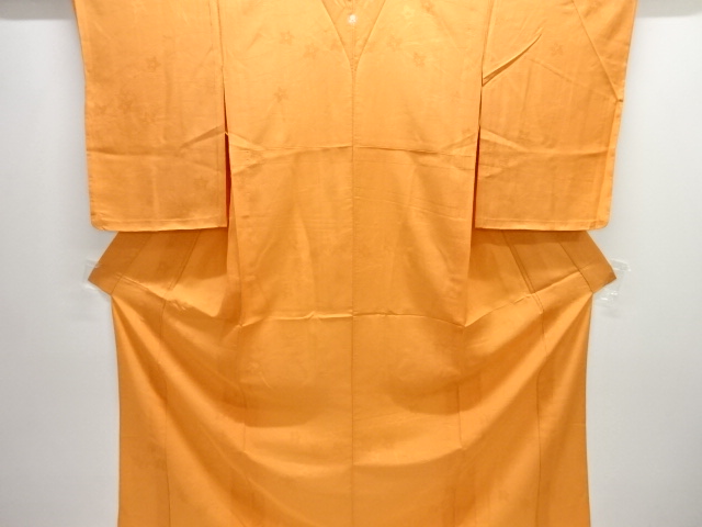 未使用品　駒絽透かし織　草花模様一つ紋色無地着物